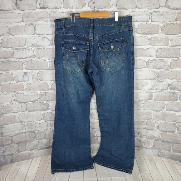 Vintage 90s Wide Leg Jeans 38W x 32L Hip Hop Y2K Streetwear - Picture 7 of 16